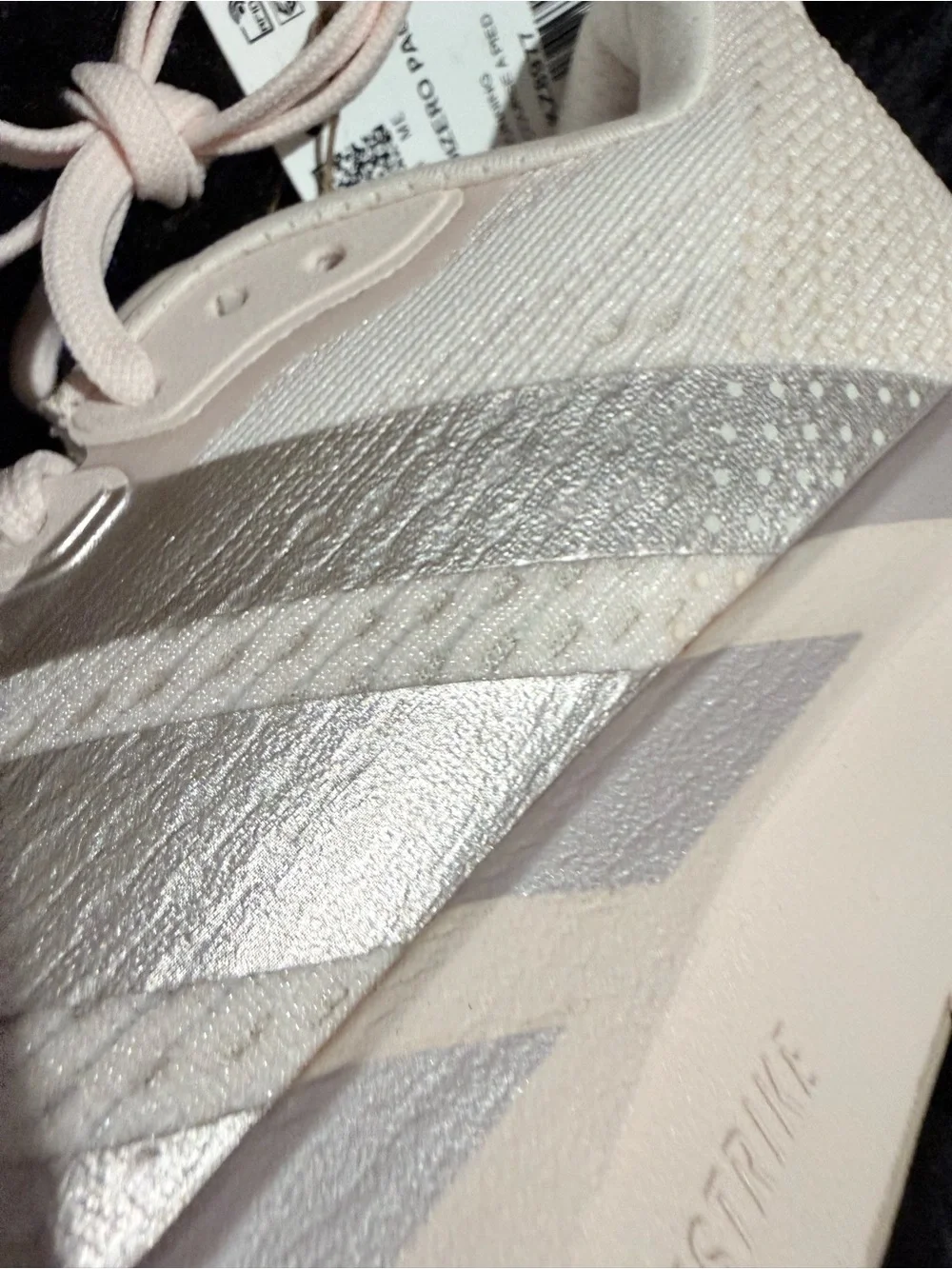 adidas Adizero pacer  Shoes in Pale Pink with Metallic Silver Stripes